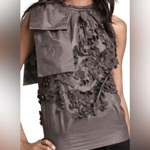 Robert Rodriguez 3d Floral dress shirt Ruffle blouse one sleeve flower top y2k